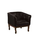 Poltrona Estofada Madeira Maciça Noah Couro Legítimo Marrom C