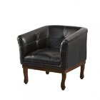 Poltrona Estofada Madeira Maciça Noah Couro Legítimo Scala De