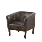 Poltrona Estofada Madeira Maciça Noah Couro Legítimo Scala De