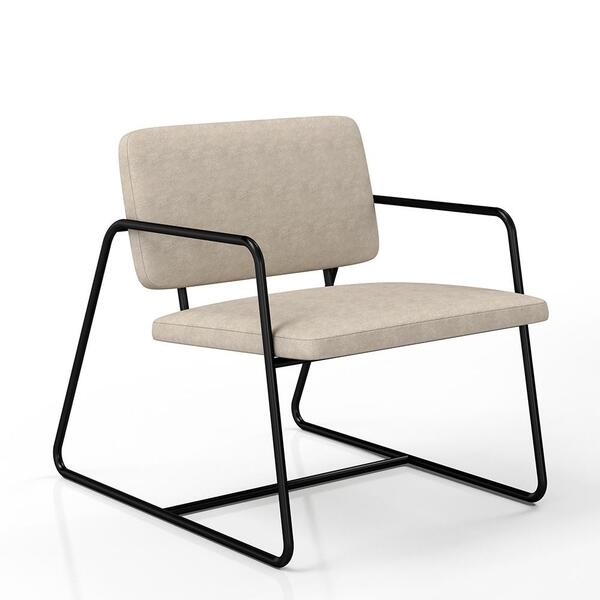 Poltrona Estofada Sintra Preto Fosco/suede Bege - Móveis Arap