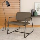 Poltrona Estofada Sintra Preto Fosco/suede Capuccino - Móveis