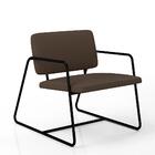 Poltrona Estofada Sintra Preto Fosco/suede Marrom - Móveis Ar