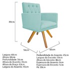 Poltrona Fernanda Base Giratória De Madeira Suede Azul Tiffan