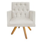 Poltrona Fernanda Base Giratória De Madeira Suede Bege - Amar