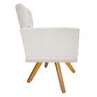 Poltrona Fernanda Base Giratória De Madeira Suede Bege - Amar