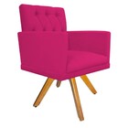 Poltrona Fernanda Base Giratória De Madeira Suede Pink - Amar