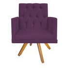 Poltrona Fernanda Base Giratória De Madeira Suede Roxo - Amar