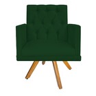 Poltrona Fernanda Base Giratória De Madeira Suede Verde - Ama