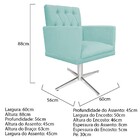 Poltrona Fernanda Base Giratória De Metal Suede Azul Tiffany