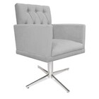 Poltrona Fernanda Base Giratória De Metal Suede Cinza - Amare