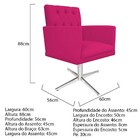 Poltrona Fernanda Base Giratória De Metal Suede Pink - Amaren