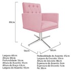 Poltrona Fernanda Base Giratória De Metal Suede Rosa Bebê - A