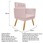 Poltrona Fernanda Pés Palito Mel Corano Rosa Bebê - Amarena M