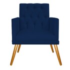 Poltrona Fernanda Pés Palito Mel Suede Azul Marinho - Amarena