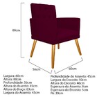 Poltrona Fernanda Pés Palito Mel Suede Bordô - Amarena Móveis