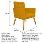 Poltrona Fernanda Pés Palito Mel Suede Mostarda - Amarena Móv