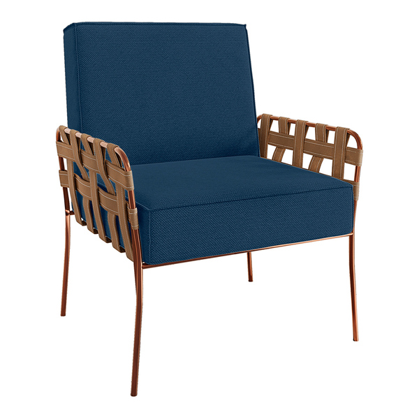 Poltrona Filadélfia Veludo Base De Ferro Cobre - D'rossi - Az