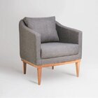 Poltrona Fixa Agatha Tecido Linho Pés Natural Cinza/natural