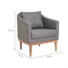 Poltrona Fixa Agatha Tecido Linho Pés Natural Cinza/natural