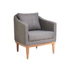 Poltrona Fixa Agatha Tecido Linho Pés Natural Cinza/natural