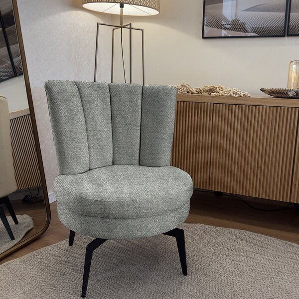 Poltrona Flor Giratória Safira - Tecido Linho Safira Cinza