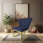 Poltrona Flor Veludo Base Metálica Industrial Dourado - Palla