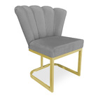 Poltrona Flor Veludo Base Metálica Industrial Dourado - Palla