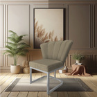 Poltrona Flor Veludo Base Metálica Industrial Prata - Pallazi