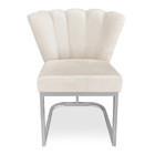 Poltrona Flor Veludo Bege Base Metálica Industrial Prata - Pa