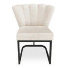 Poltrona Flor Veludo Bege Base Metálica Industrial Preto - Pa