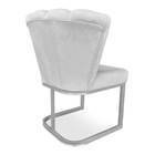 Poltrona Flor Veludo Cinza Base Metálica Industrial Prata - P