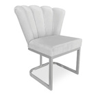 Poltrona Flor Veludo Cinza Base Metálica Industrial Prata - P