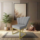 Poltrona Flor Veludo Grafite Base Metálica Industrial Dourado