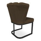 Poltrona Flor Veludo Marrom Base Metálica Industrial Preto -