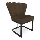 Poltrona Flor Veludo Marrom Base Metálica Industrial Preto -