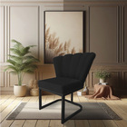 Poltrona Flor Veludo Preto Base Metálica Industrial Preto - P