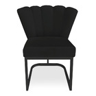 Poltrona Flor Veludo Preto Base Metálica Industrial Preto - P