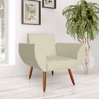 Poltrona Flora Suede Bege Pés Palito - Vallisa Decor