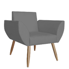 Poltrona Flora Suede Cinza Pés Palito - Vallisa Decor