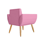 Poltrona Flora Suede Rosa Pés Palito - Vallisa Decor