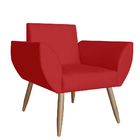 Poltrona Flora Suede Vermelho Pés Palito - Vallisa Decor