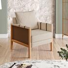 Poltrona Florida Linho Kero Konforto Bege Com Marrom