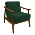 Poltrona Flórida Veludo Base De Madeira Castanho - D'rossi -