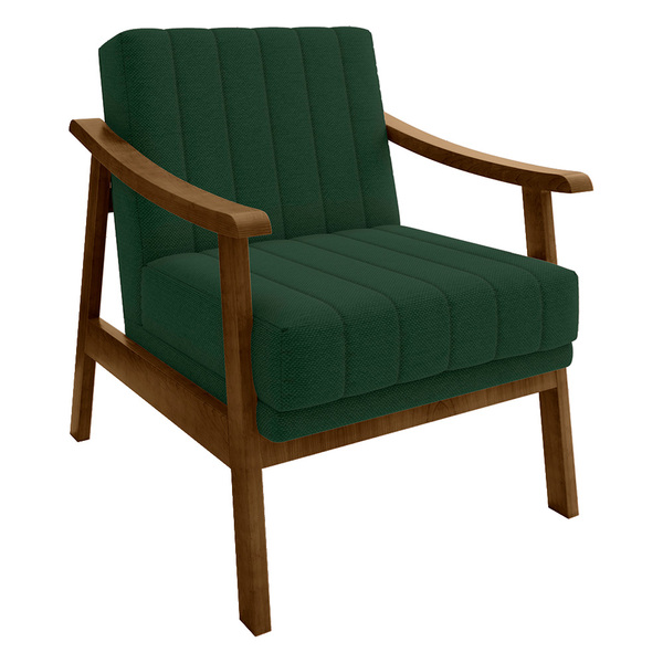 Poltrona Flórida Veludo Base De Madeira Castanho - D'rossi -