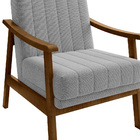 Poltrona Flórida Veludo Cinza Base De Madeira Castanho - D'ro