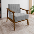 Poltrona Flórida Veludo Cinza Base De Madeira Castanho - D'ro