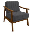 Poltrona Flórida Veludo Grafite Base De Madeira Castanho - D'