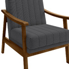 Poltrona Flórida Veludo Grafite Base De Madeira Castanho - D'