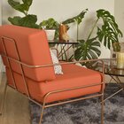 Poltrona Fly Base Metal Cor Cobre Tecido Impermeável Terracota