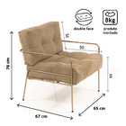 Poltrona Fly Bege Base Metálica Cobre